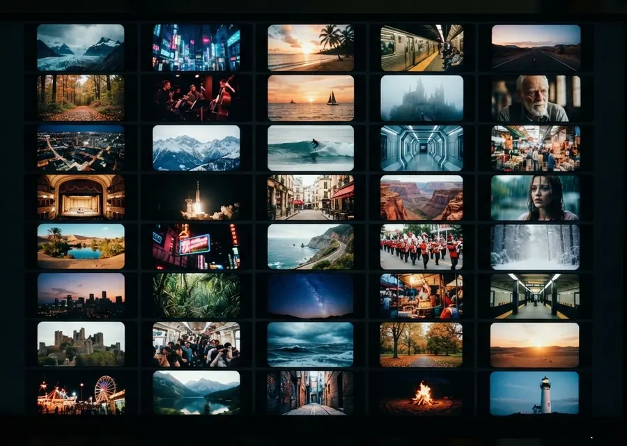 Cuadrícula de miniaturas de fotogramas de video